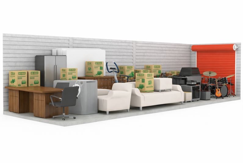 Example contents that fit in a 10 by 30 storage unit